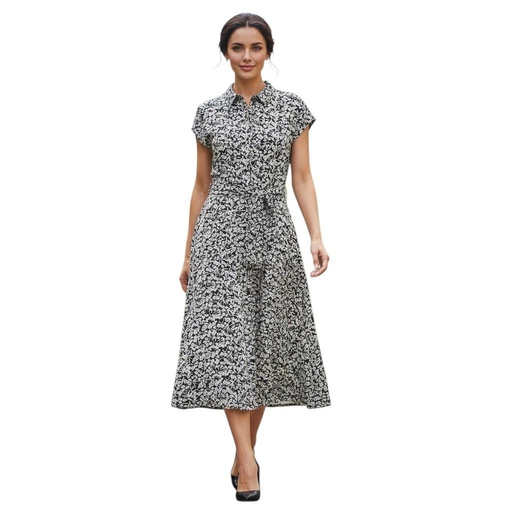 Boden Floral Romantic Officewear Women's size 16/18R Feminine Comfy Knit Dress